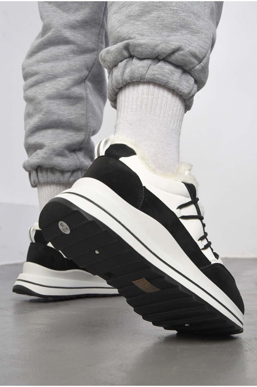 Кроссовки женские на меху черного цвета 546-259 183596