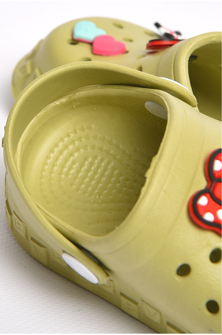 Крокси дитячі кольору хакі з прикрасами 806-8 183803