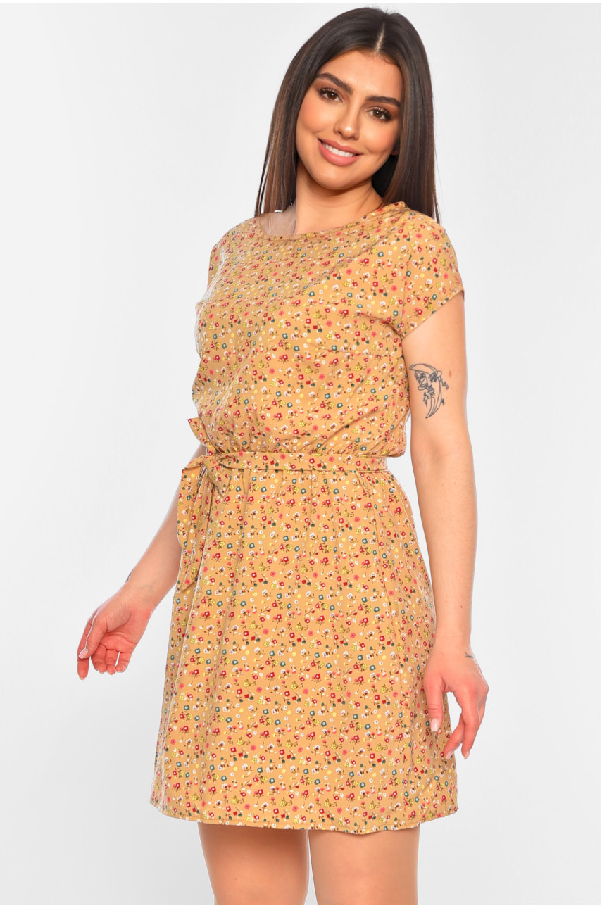 Платье женское с принтом бежевого цвета 183830