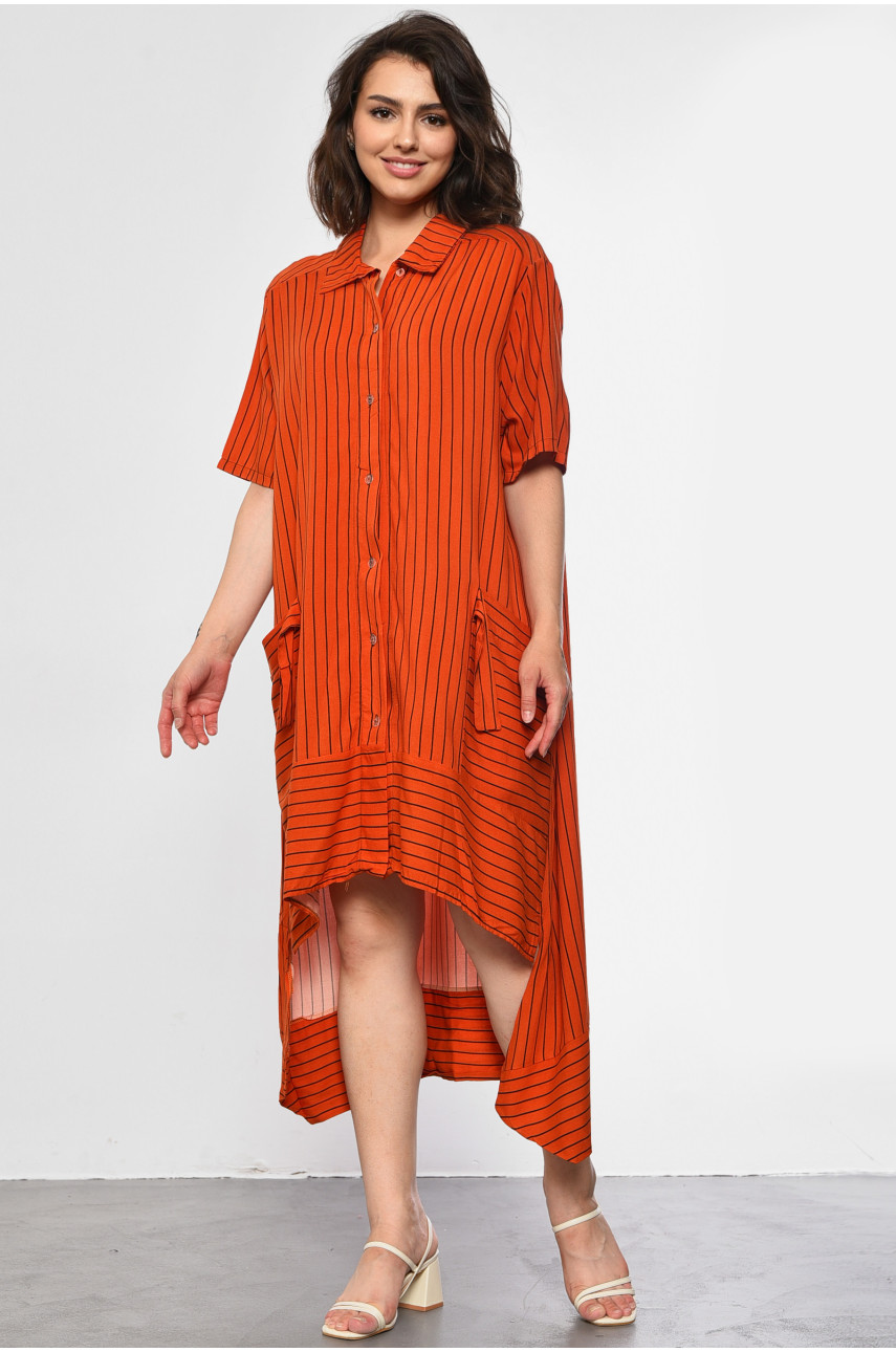 Платье женское полубатальное оранжевого цвета 115 183834 Платье женское полубатальное оранжевого цвета 115 183834