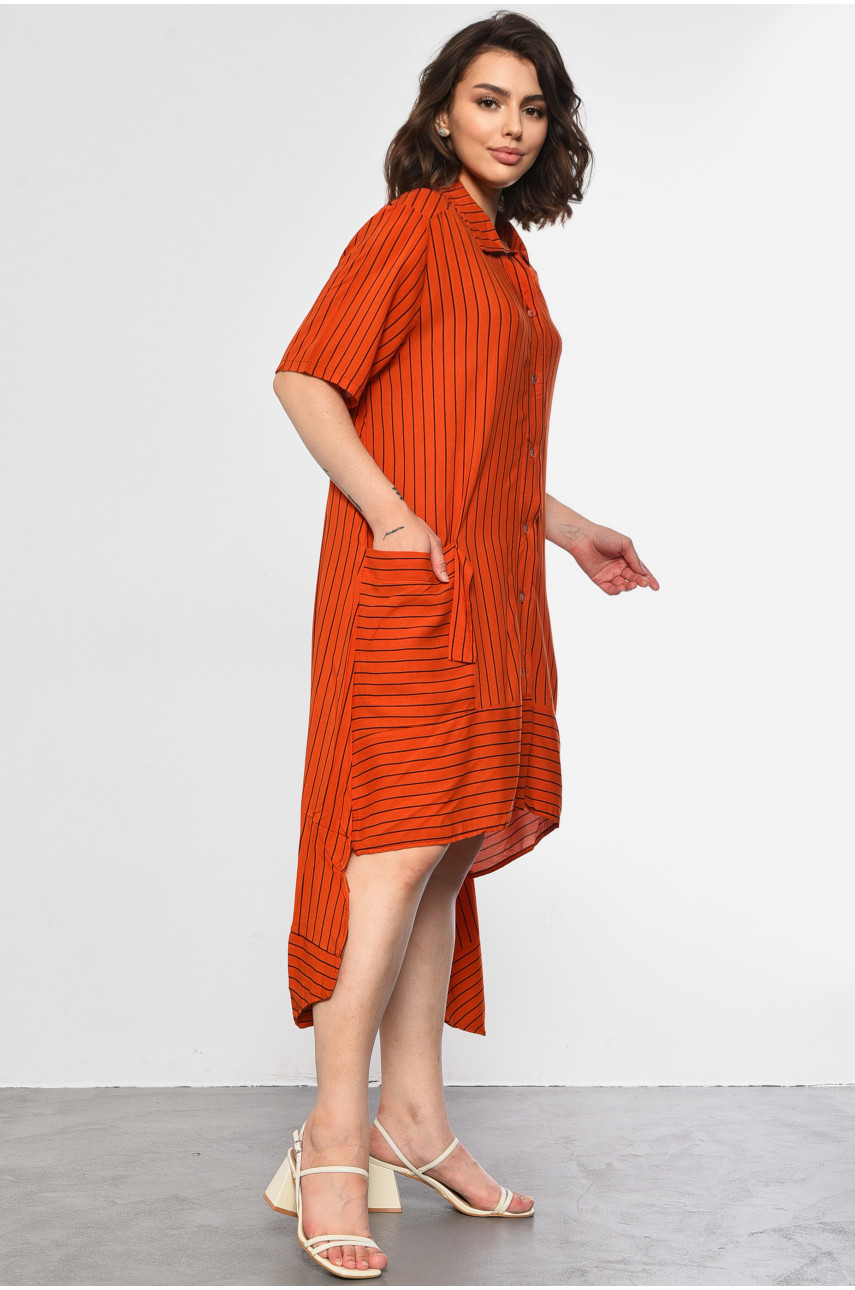Платье женское полубатальное оранжевого цвета 115 183834 Платье женское полубатальное оранжевого цвета 115 183834