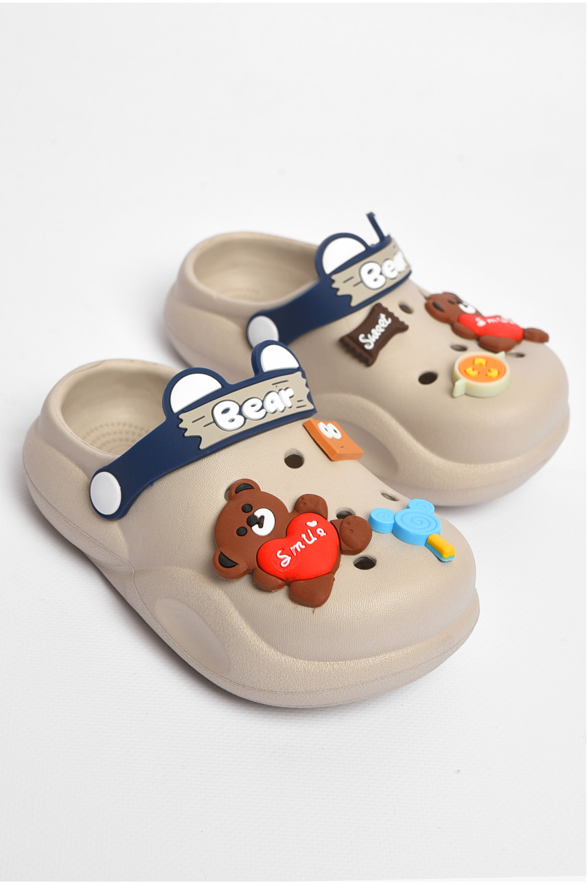 Кроксы детские серого цвета с украшением 183842