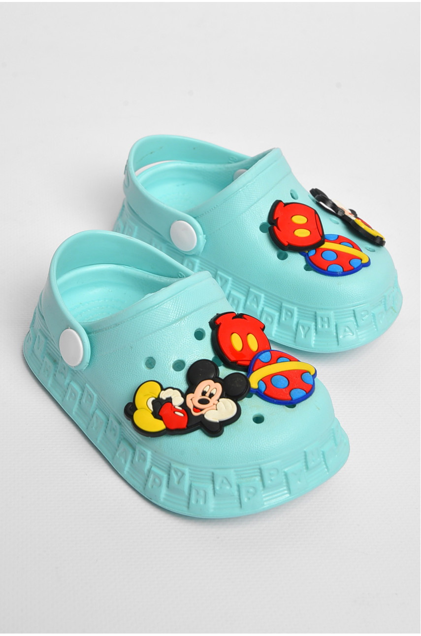 Кроксы детские бирюзового цвета с украшением 806-8 183844