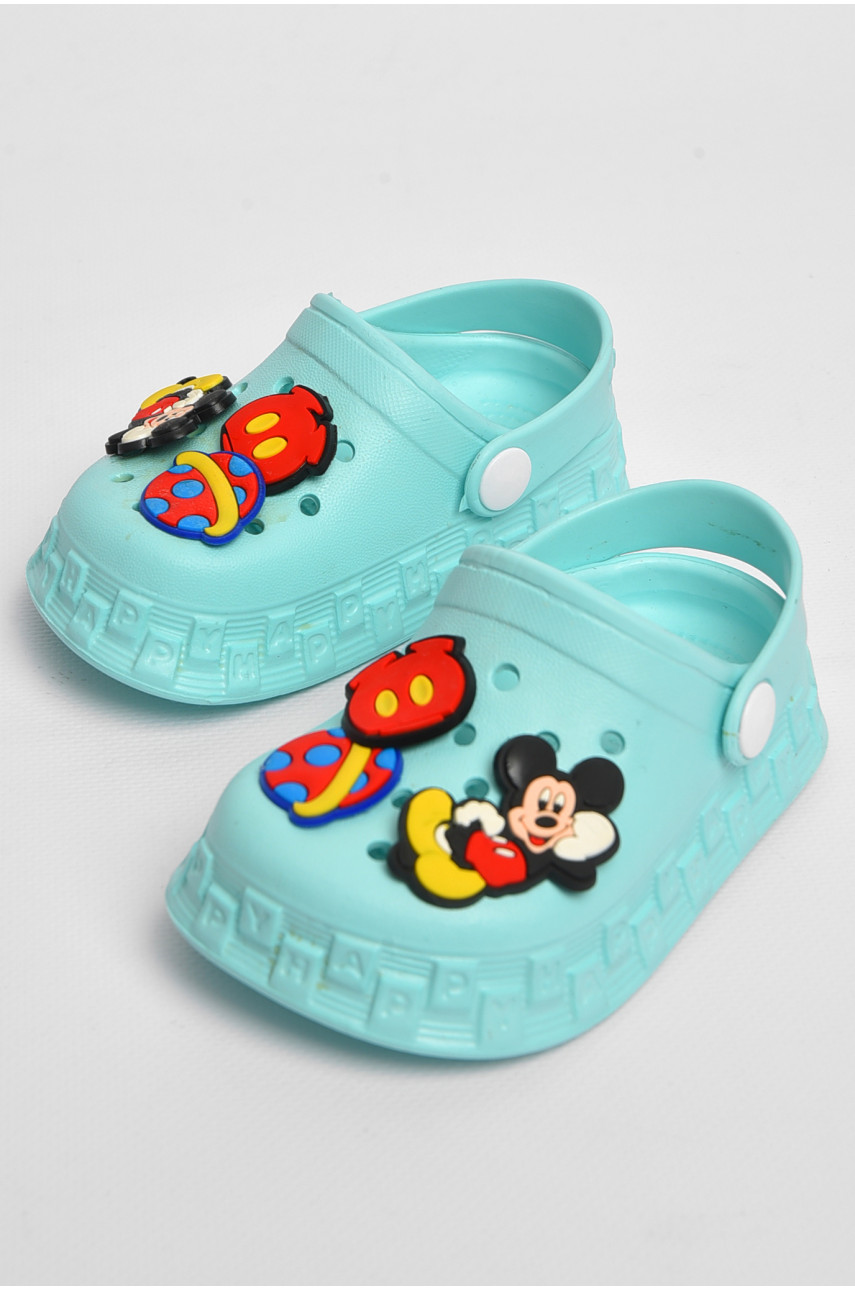 Кроксы детские бирюзового цвета с украшением 806-8 183844
