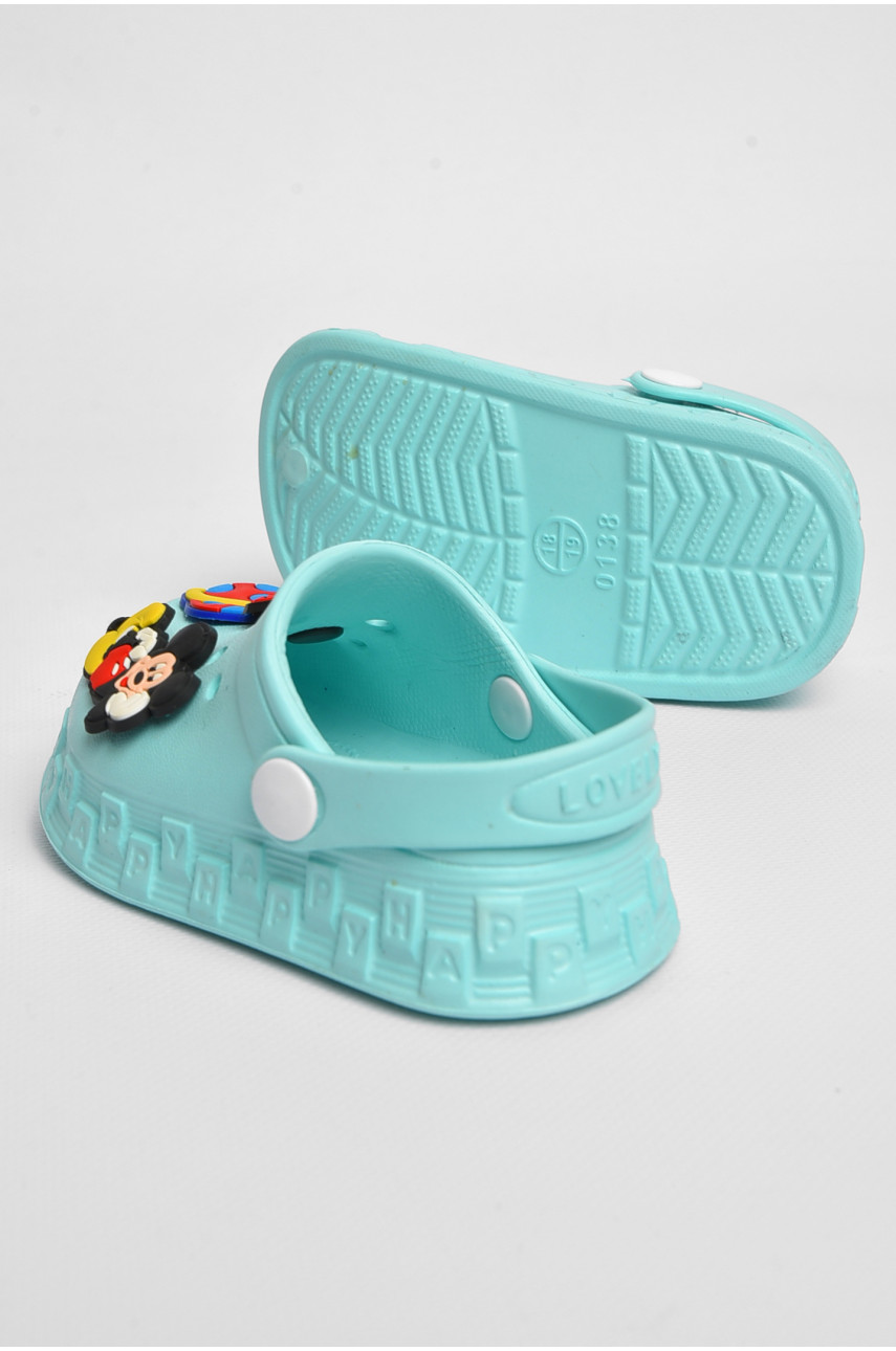 Кроксы детские бирюзового цвета с украшением 806-8 183844