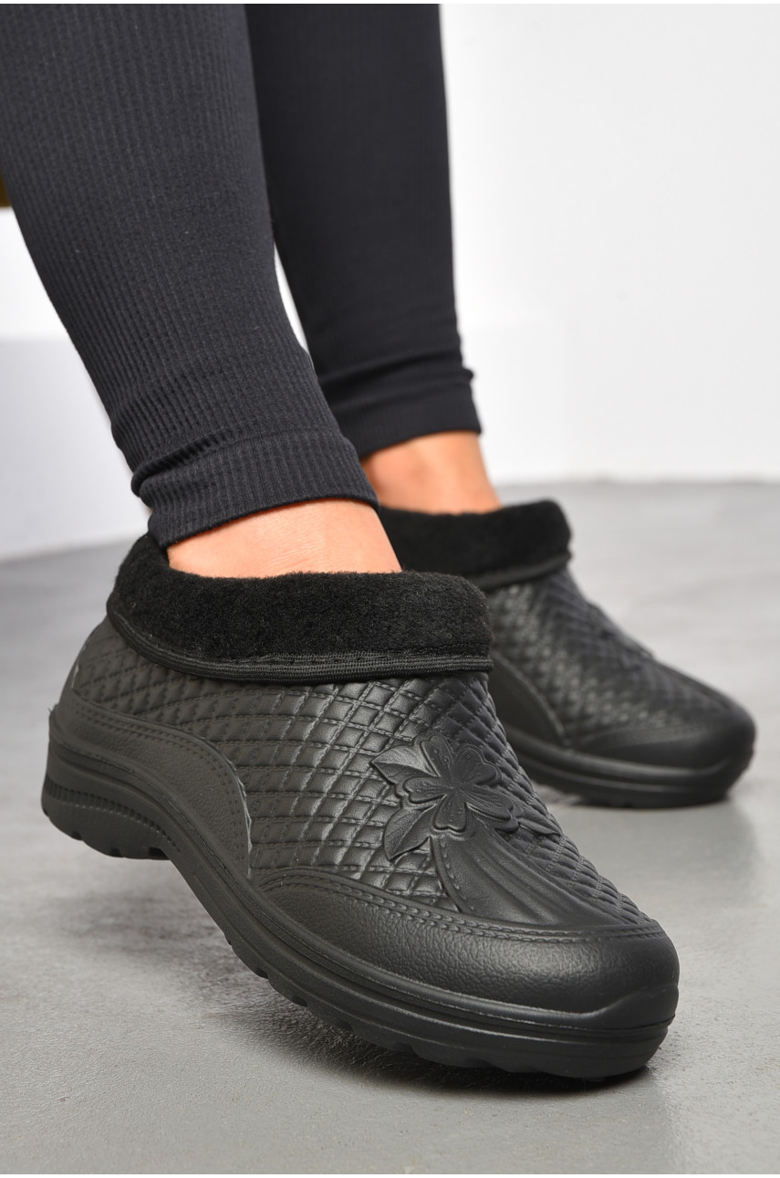 Галоши женские на меху черного цвета ГП-12 183929