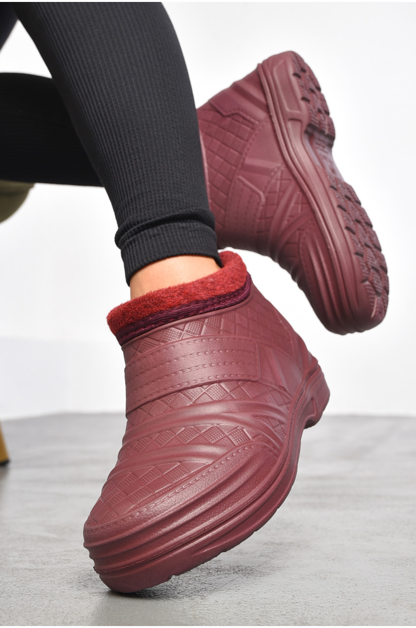 Галоши женские на меху бордового цвета гп-11 183937