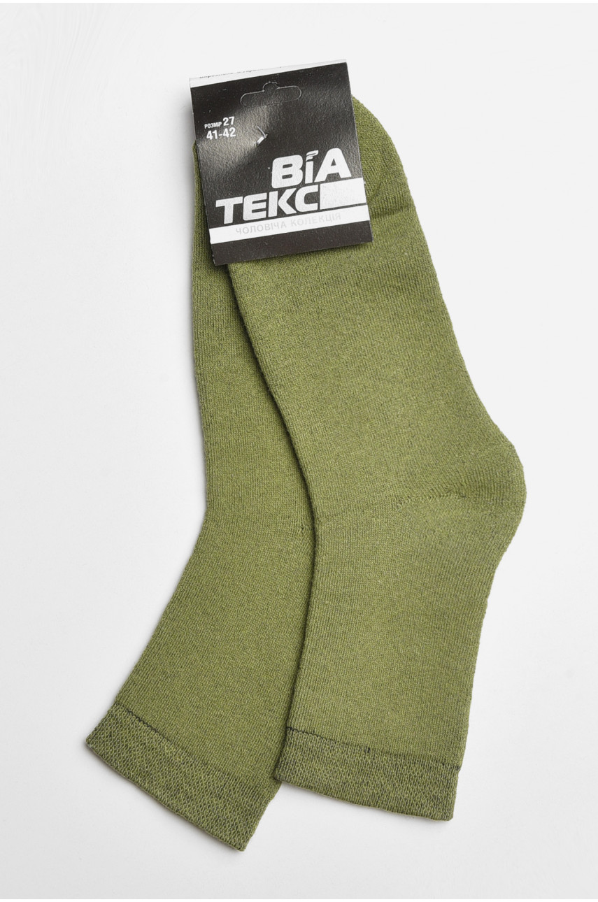 Шкарпетки чоловічі махрові кольору хакі 183948