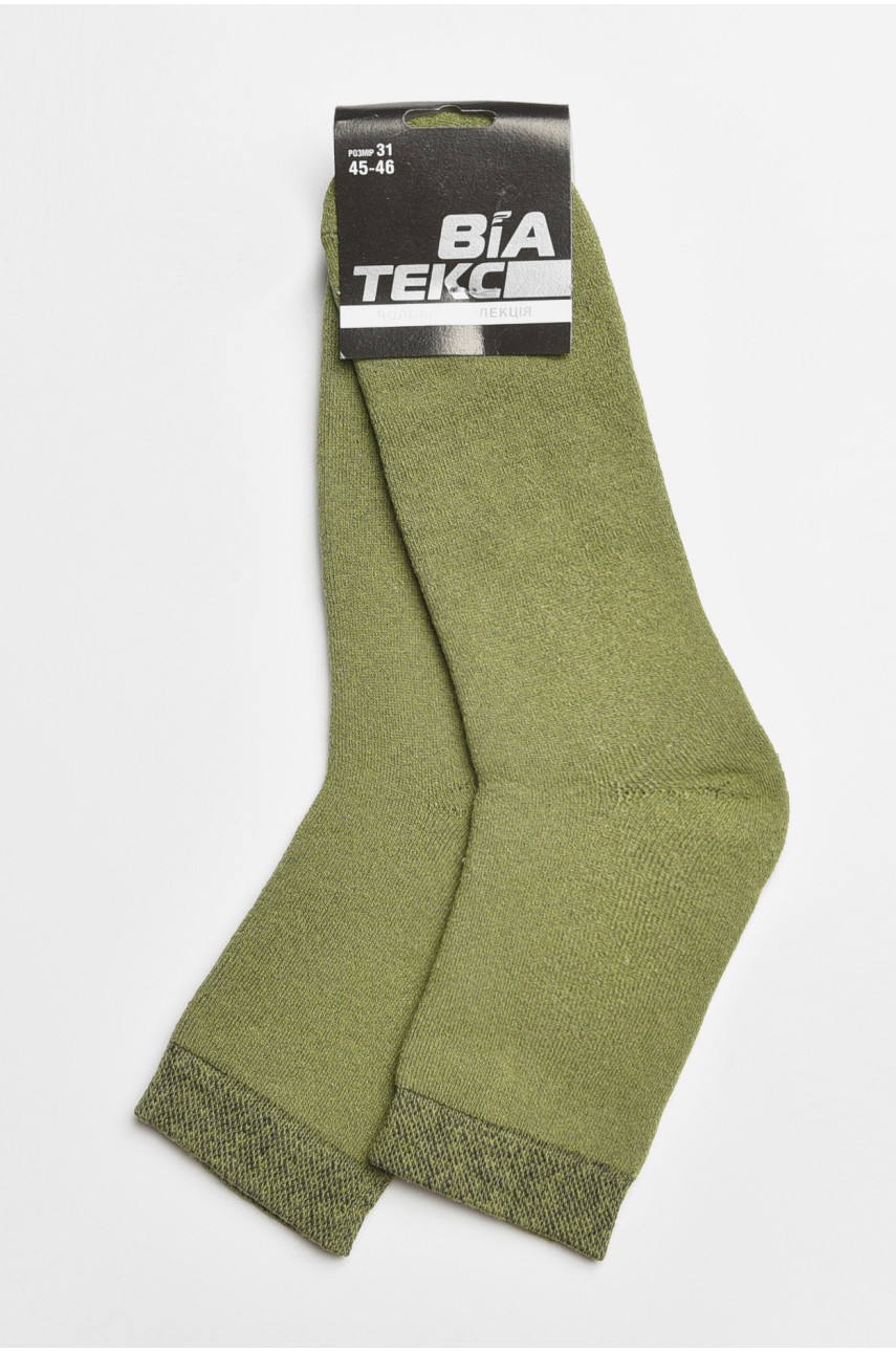 Шкарпетки чоловічі махрові кольору хакі 183950