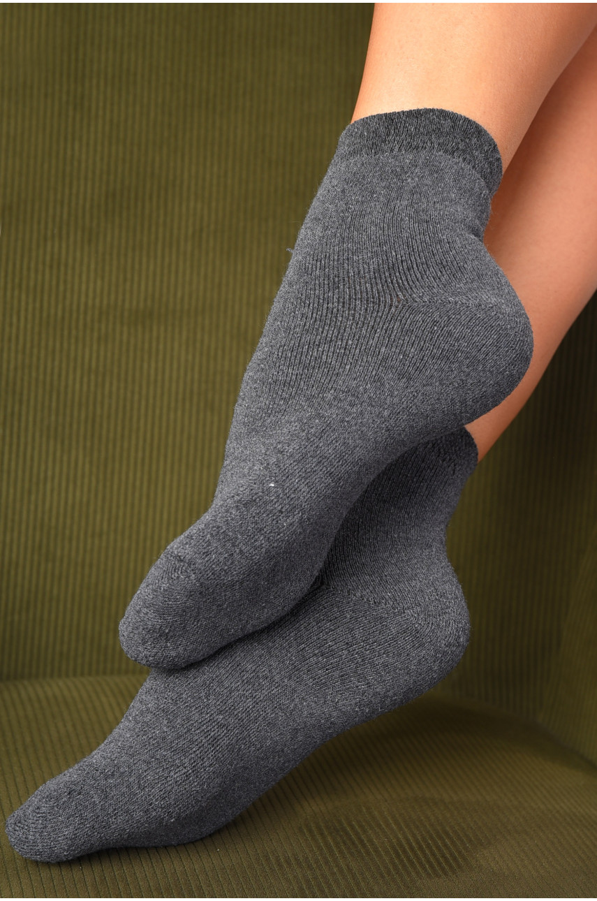 Шкарпетки жіночі махрові сірого кольору 183960