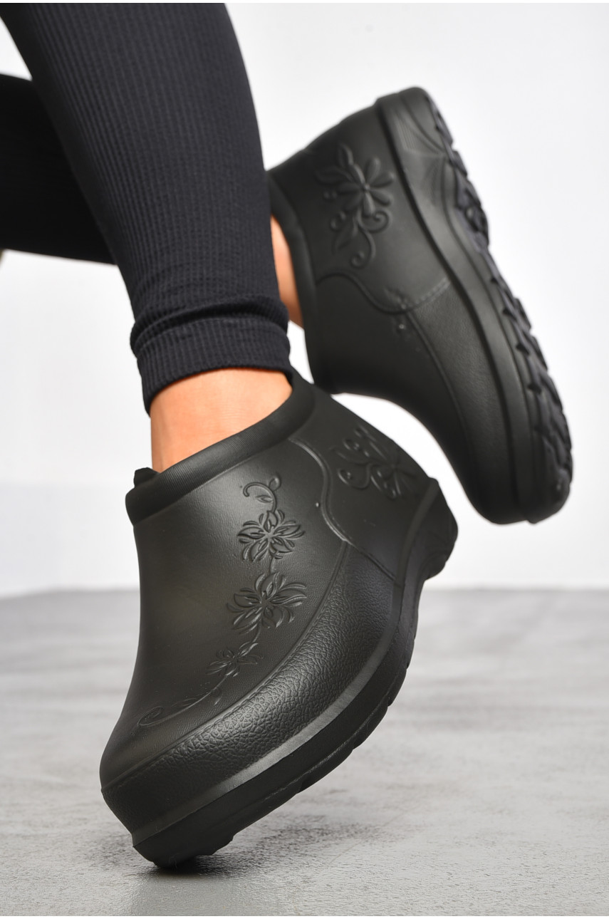 Калоші жіночі чорного кольору квітка 183979 Калоші жіночі чорного кольору квітка 183979