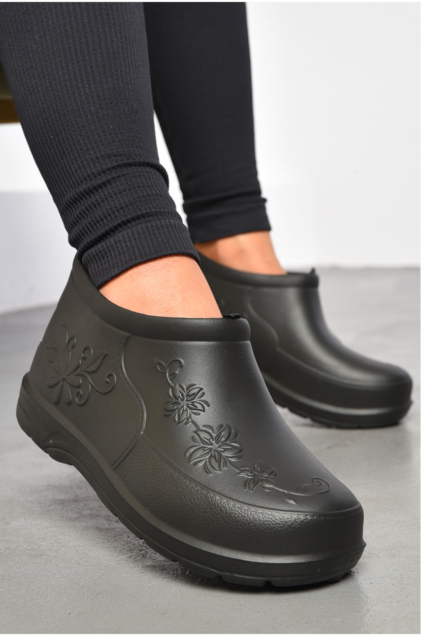 Калоші жіночі чорного кольору квітка 183979 Калоші жіночі чорного кольору квітка 183979