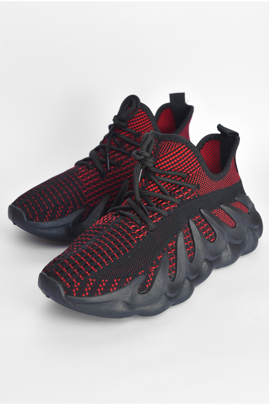 Кросівки чоловічі чорно-червоного кольору на шнурівці U339-2 184036
