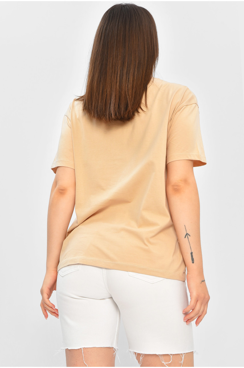 Футболка женская бежевого цвета 0041 184135 Футболка женская бежевого цвета 0041 184135