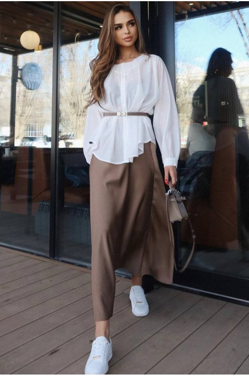 Юбка шелковая цвета мокко 1372 184152