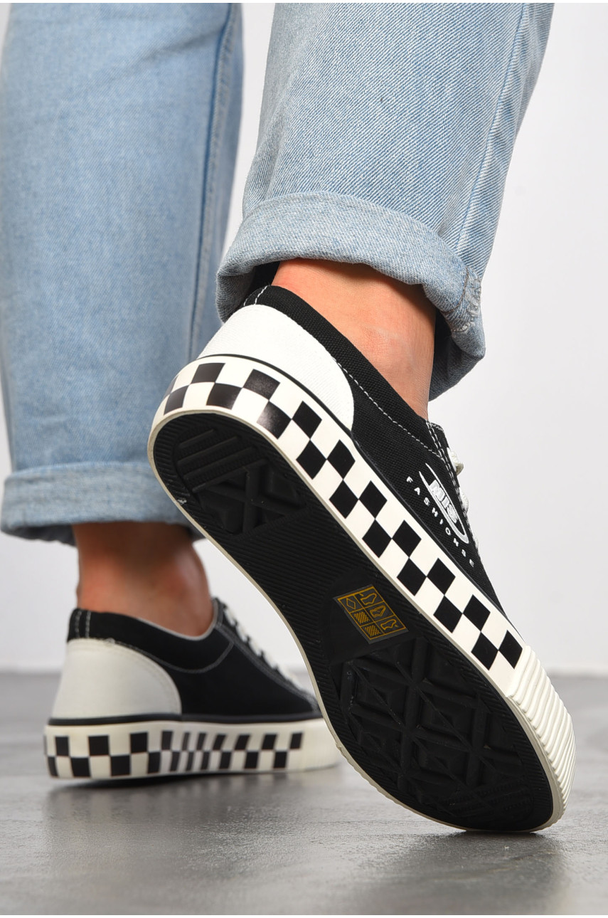 Кеды женские черного цвета на шнуровке текстиль к310 184225