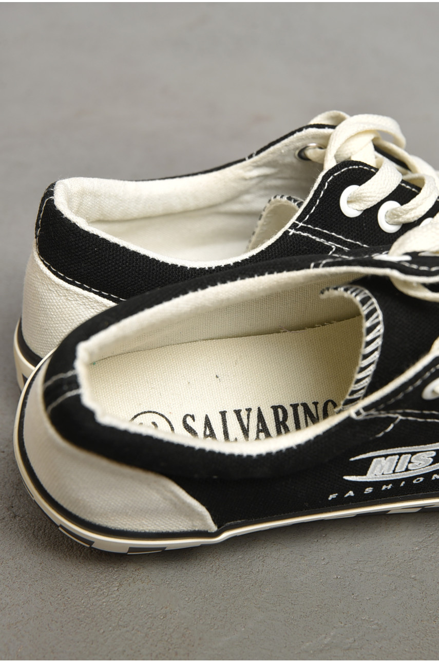 Кеди жіночі чорного кольору на шнурівці текстиль к313 184226 Кеди жіночі чорного кольору на шнурівці текстиль к313 184226