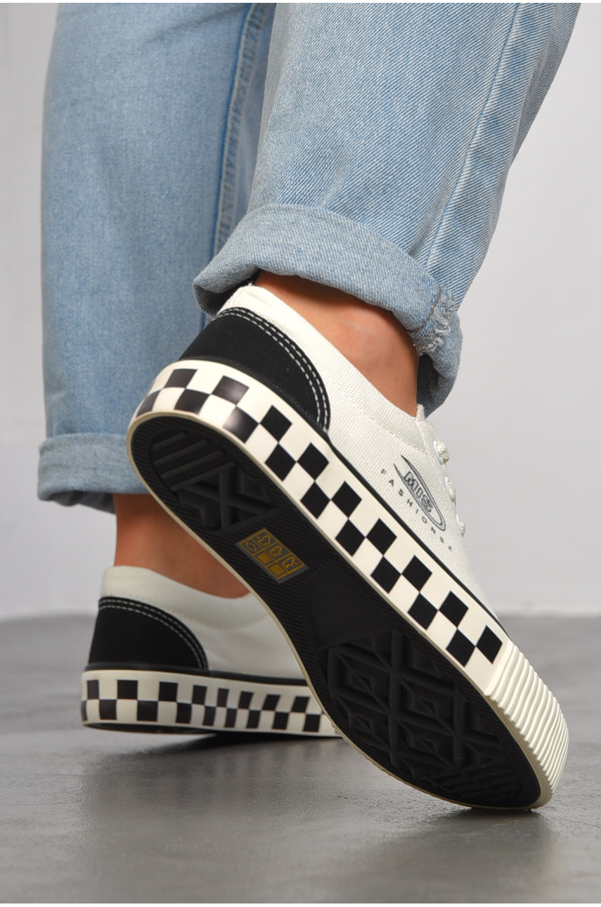 Кеди жіночі білого кольору на шнурівці текстиль к310-1 184227