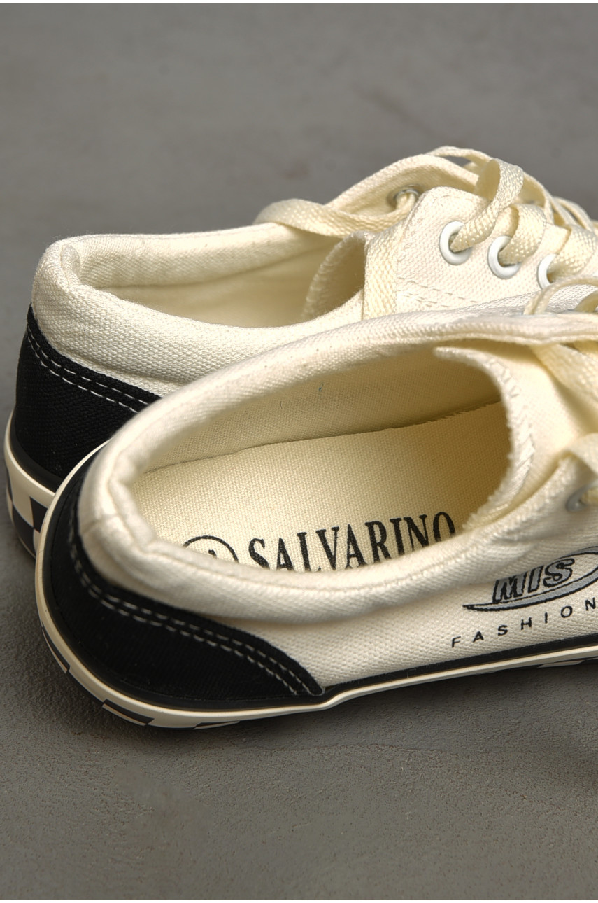 Кеди жіночі білого кольору на шнурівці текстиль к310-1 184227