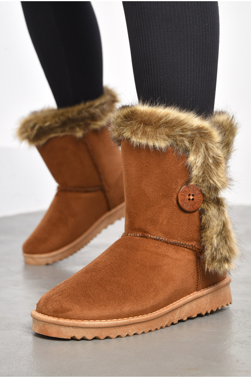 Угги женские коричневого цвета искуственная замша С3-3 184231