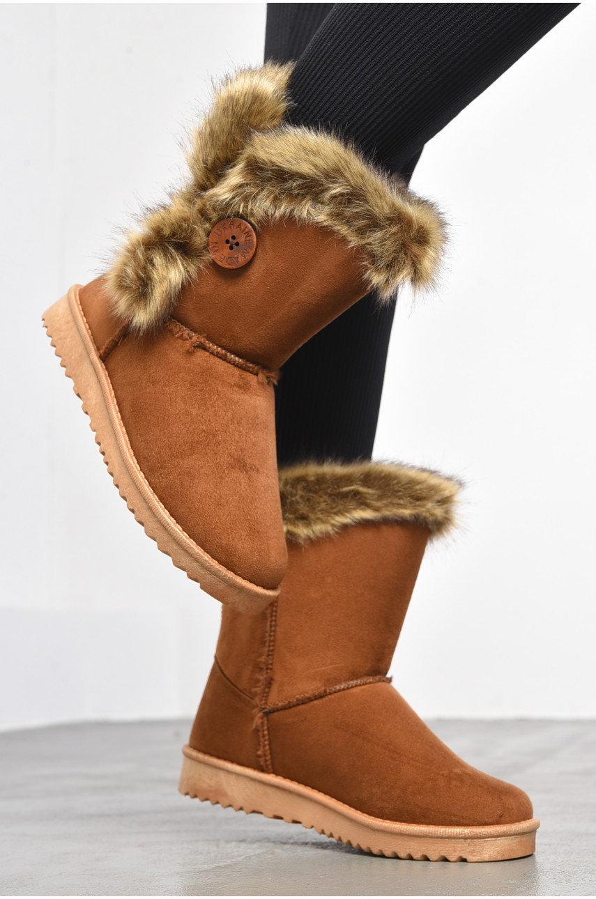 Угги женские коричневого цвета искуственная замша С3-3 184231