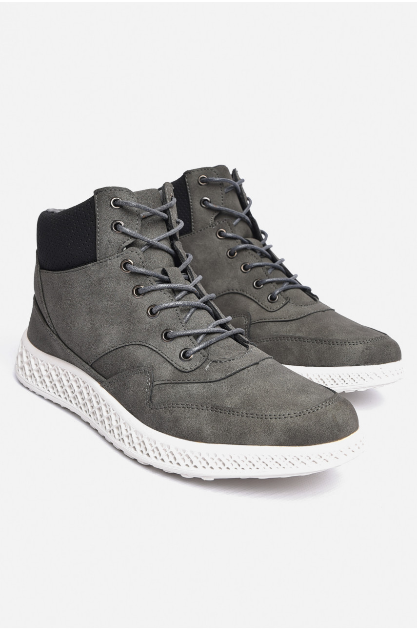 Ботинки мужские  демисезонные серого цвета а-20 184266