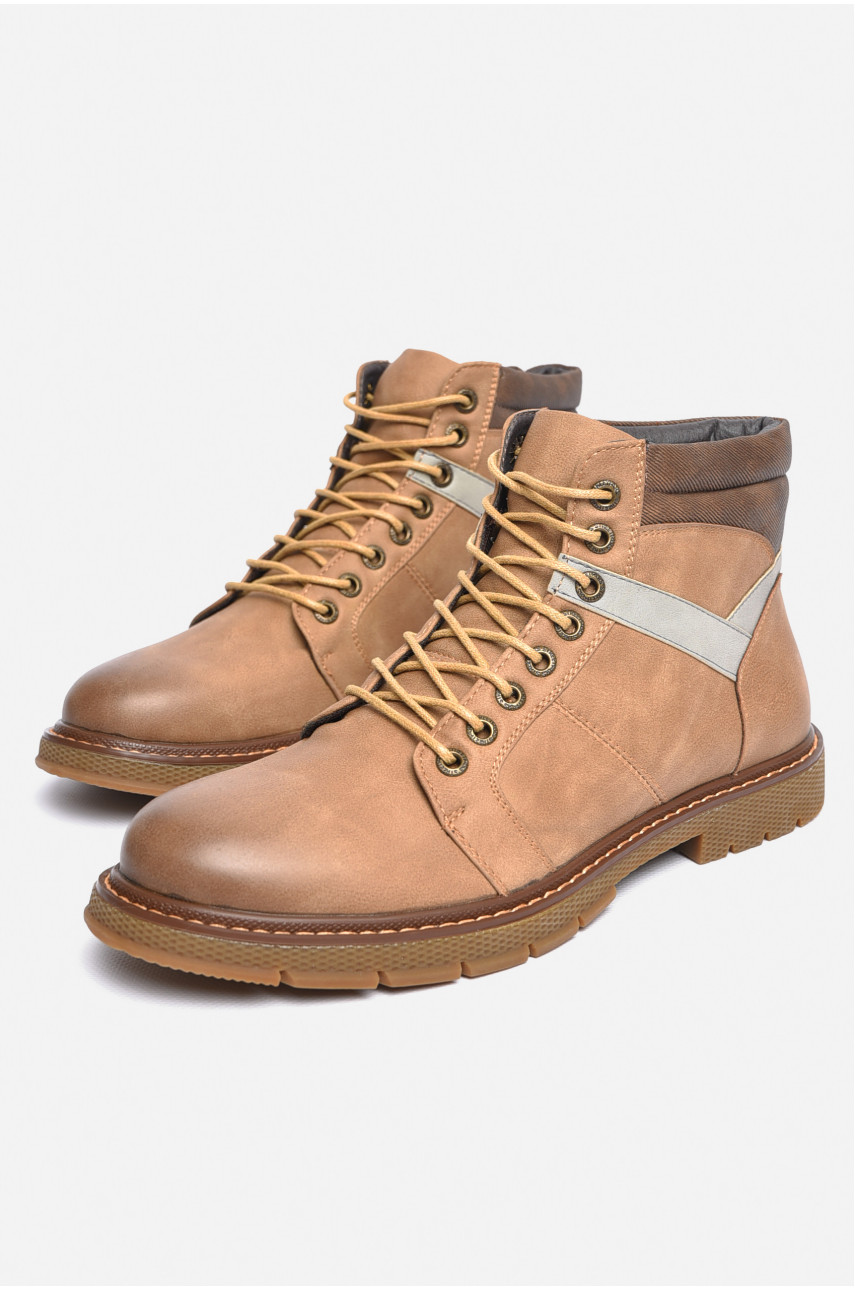 Ботинки мужские  демисезонные бежевого цвета 605 184343