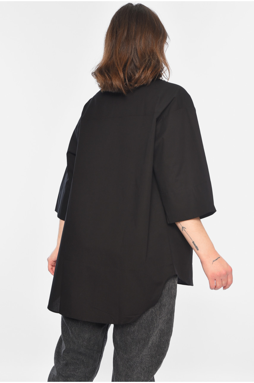 Рубашка женская полубатальная с коротким рукавом черного цвета 0600 184441 Рубашка женская полубатальная с коротким рукавом черного цвета 0600 184441