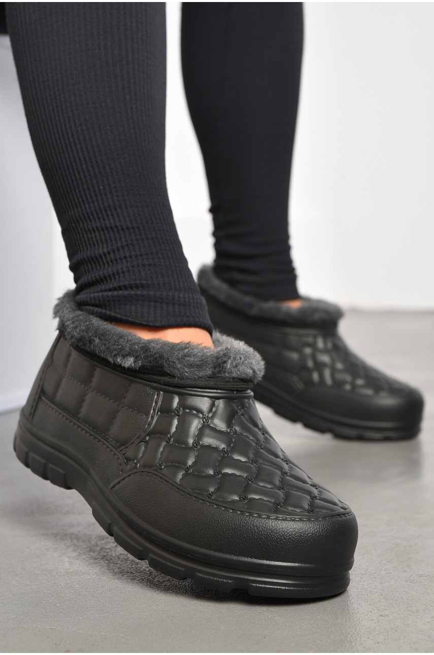 Галоши женские на меху черного цвета L5 184475