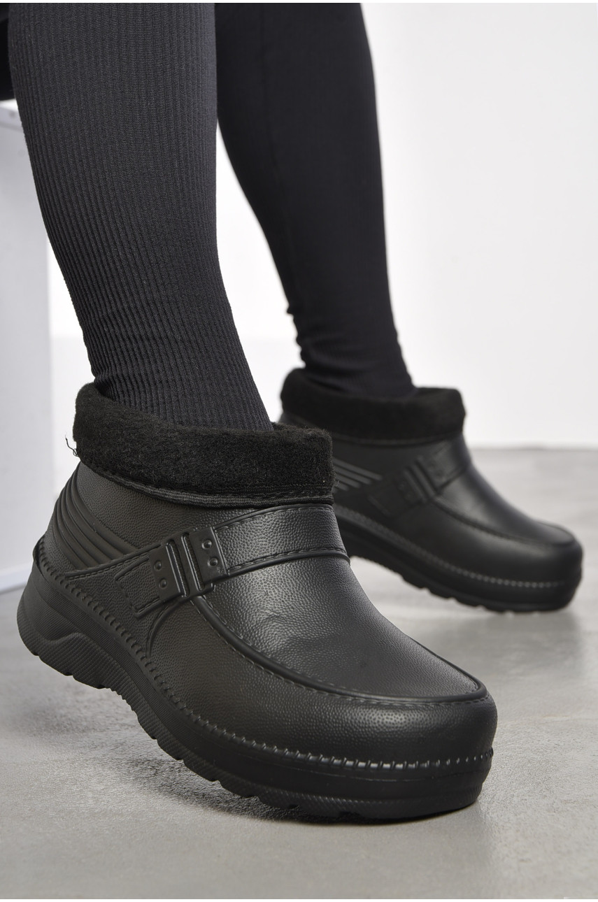 Галоши женские на меху черного цвета ГП-29 184476