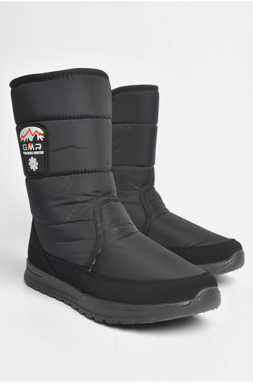 Дутики мужские на овчине черного цвета 4235 184502