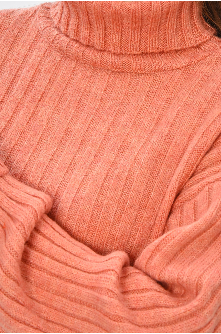 Свитер женский вязаный укороченный розового цвета 175 184511 Свитер женский вязаный укороченный розового цвета 175 184511