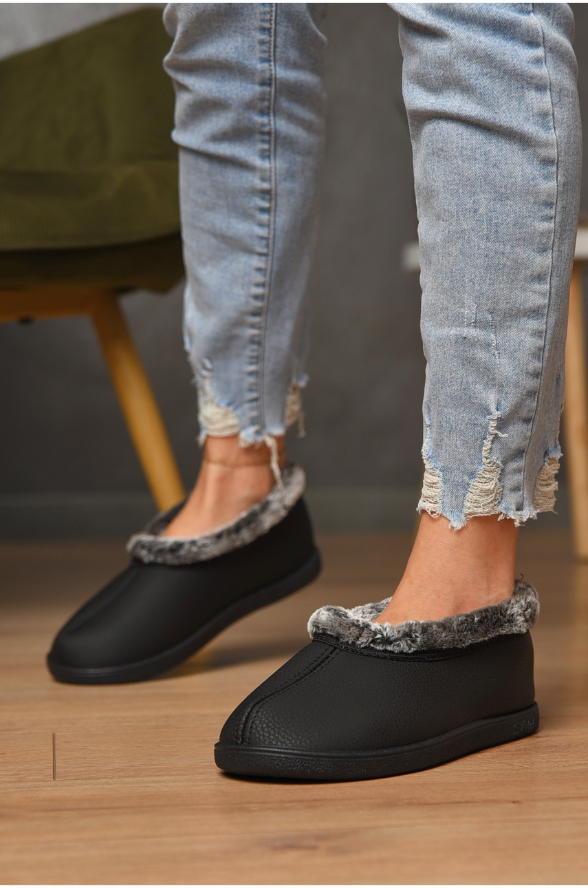 Капці жіночі на хутрі чорного кольору 2205 184529