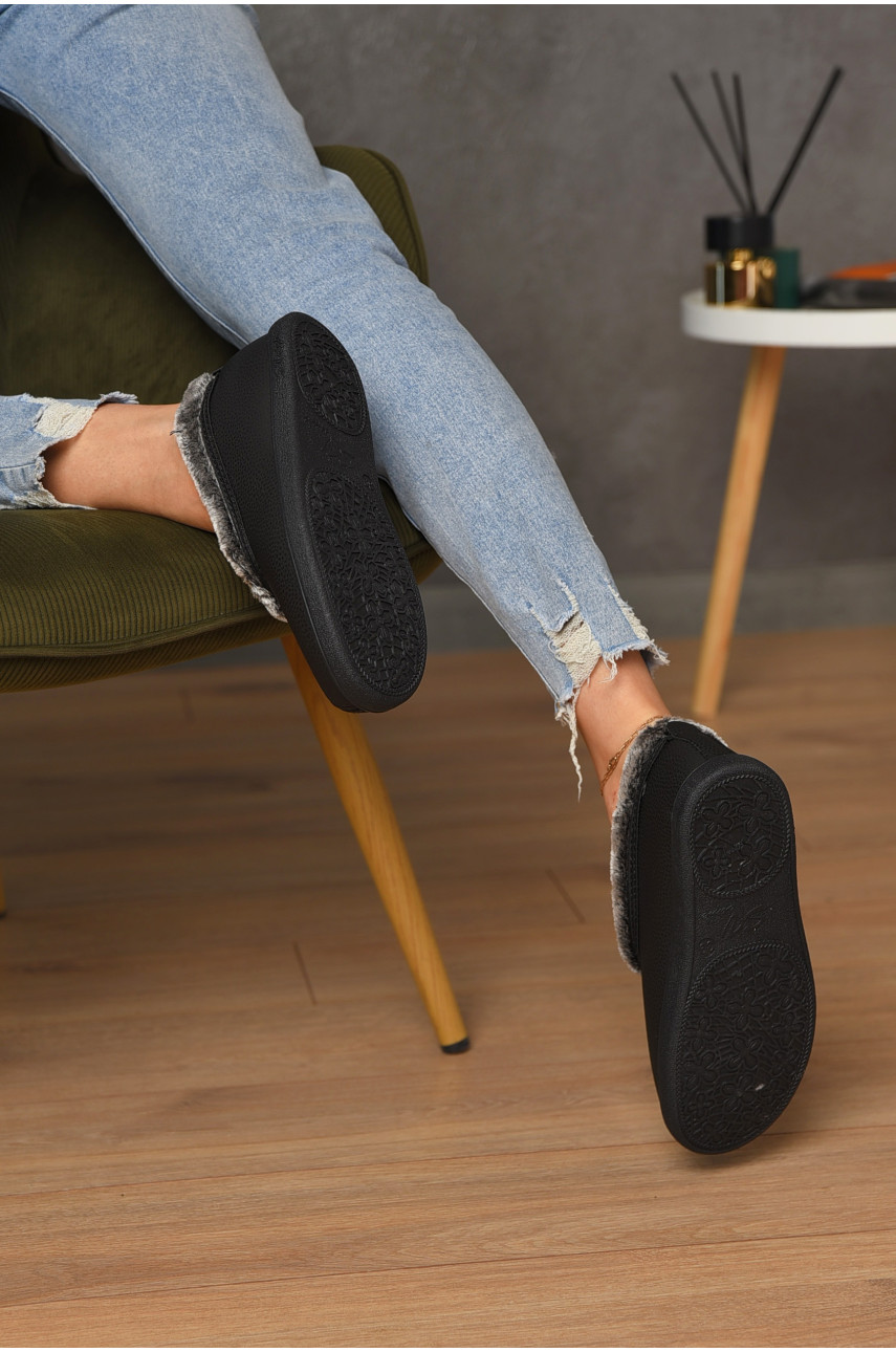 Капці жіночі на хутрі чорного кольору 2205 184529