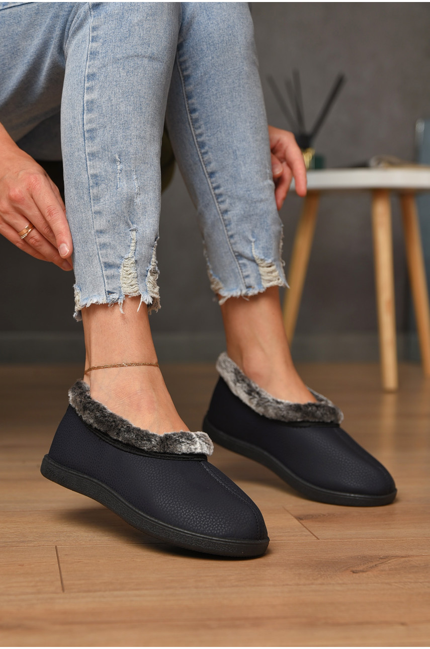 Капці жіночі на хутрі синього кольору 2205 184533