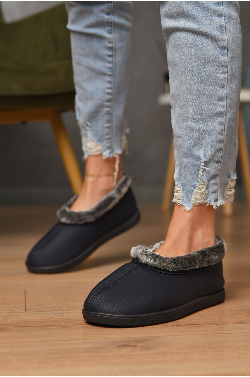 Капці жіночі на хутрі синього кольору 2205 184533