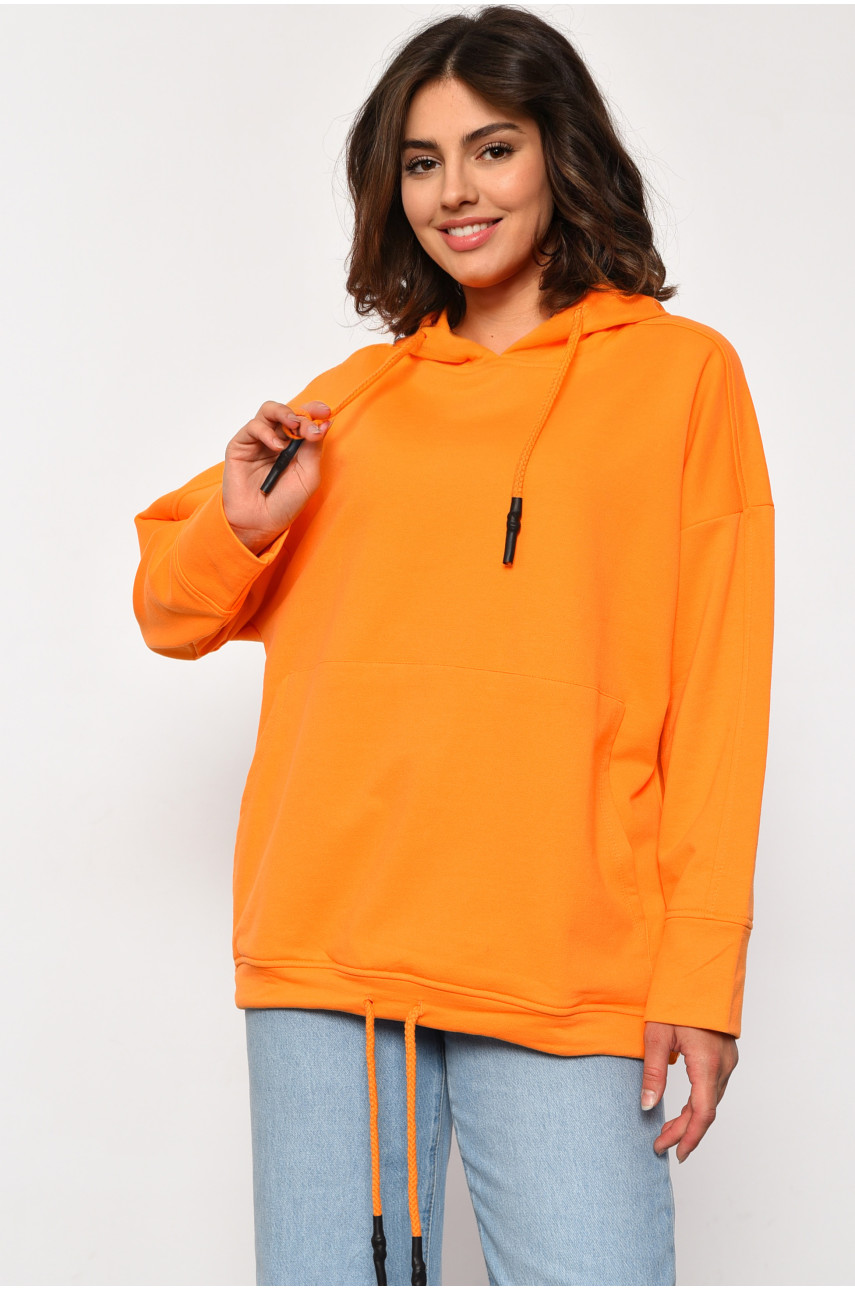 Худи женское на флисе оранжевого цвета 1005 184552