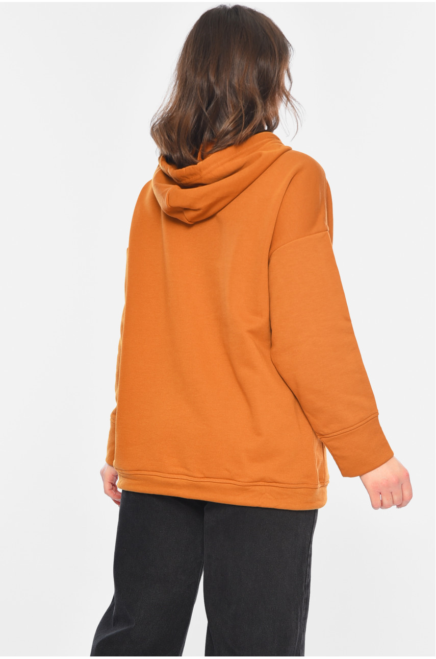 Худи женское на флисе горчичного цвета 1005 184554