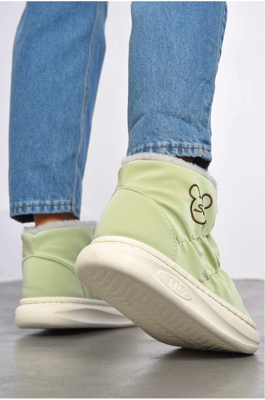 Дутики женские на на меху зеленого цвета 2260 184611