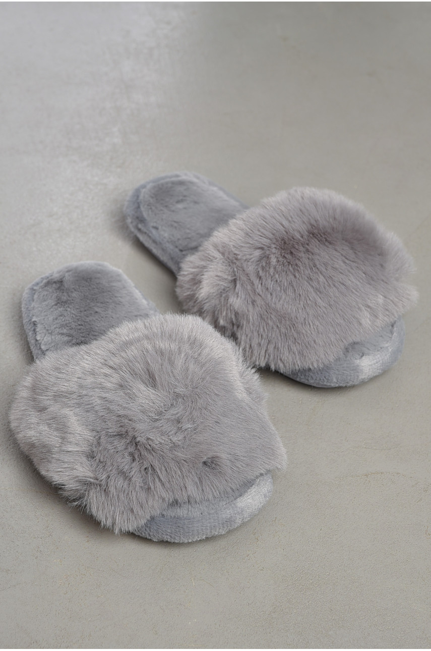 Капці домашні жіночі хутряні сірого кольору 88 184716