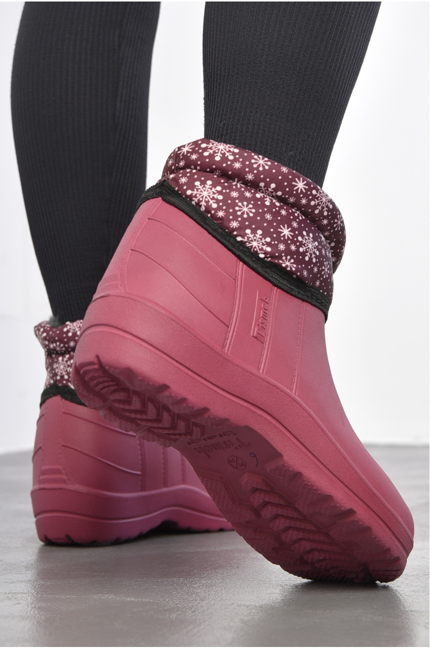 Дутики жіночі на хутрі бордового кольору 184859