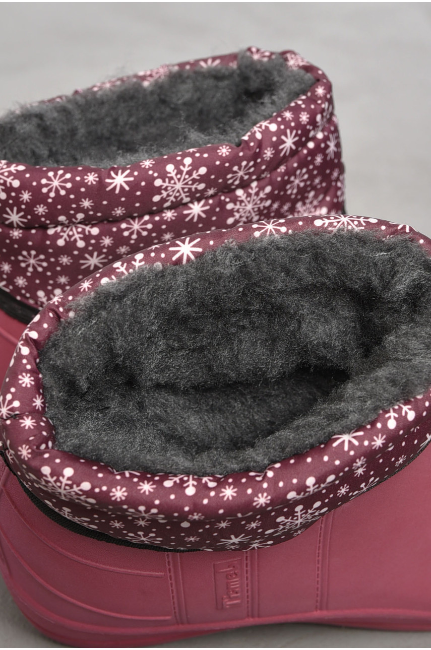 Дутики жіночі на хутрі бордового кольору 184859