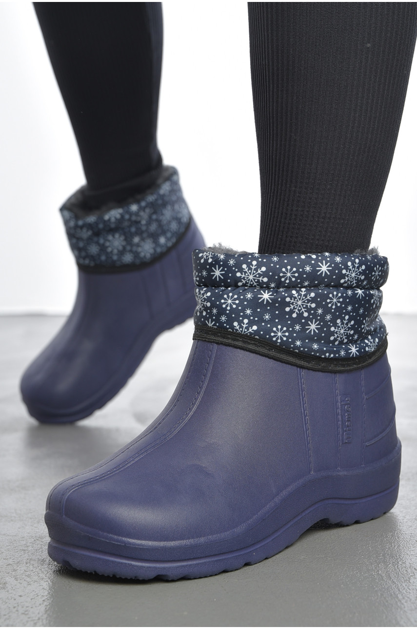 Дутики жіночі на хутрі темно-синього кольору 184861