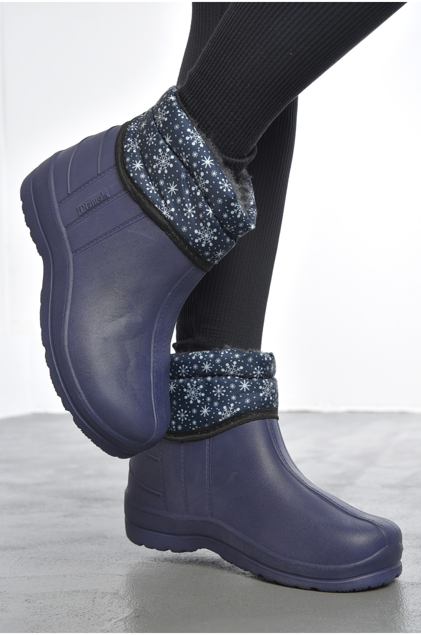 Дутики жіночі на хутрі темно-синього кольору 184861