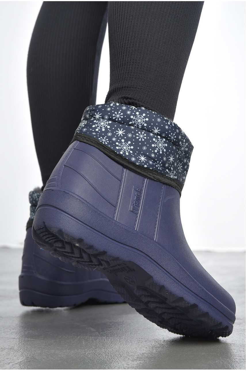 Дутики жіночі на хутрі темно-синього кольору 184861 Дутики жіночі на хутрі темно-синього кольору 184861