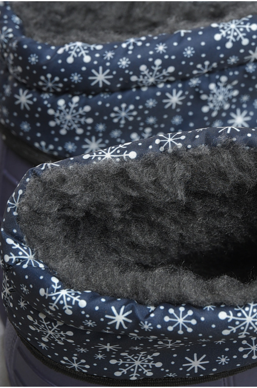 Дутики жіночі на хутрі темно-синього кольору 184861 Дутики жіночі на хутрі темно-синього кольору 184861