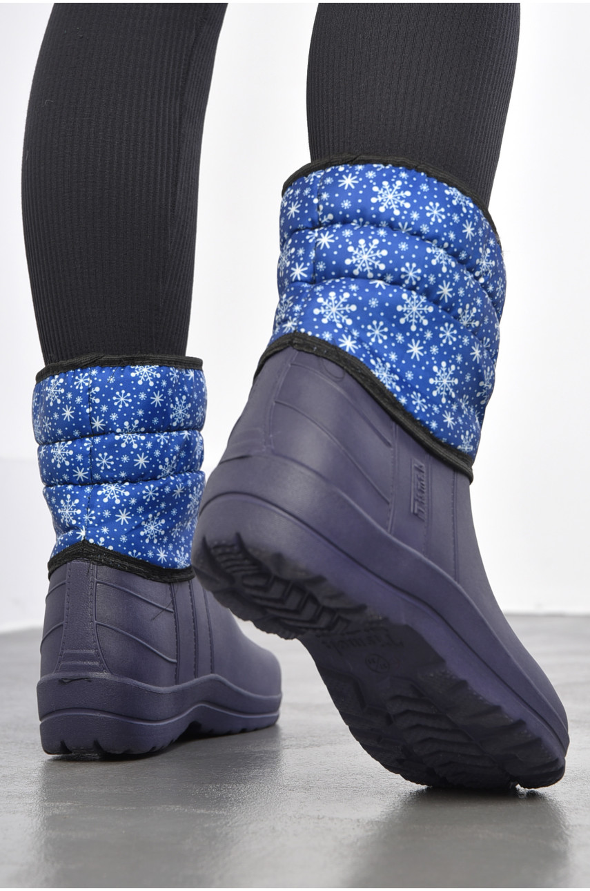 Дутики жіночі на хутрі синього кольору 184863