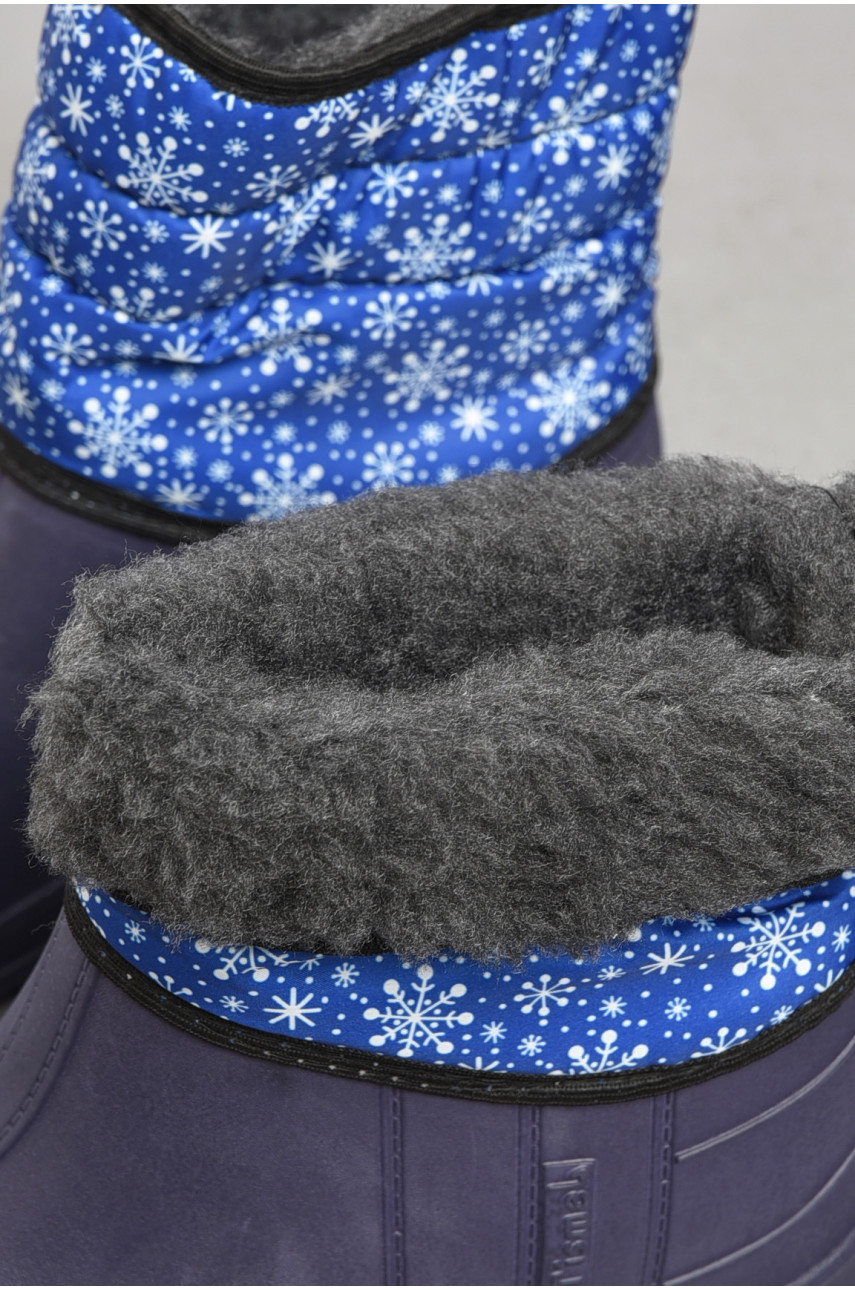 Дутики жіночі на хутрі синього кольору 184863