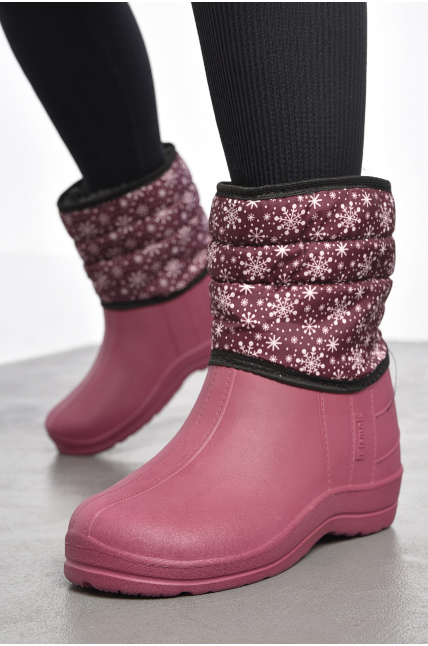 Дутики жіночі на хутрі бордового кольору 184867