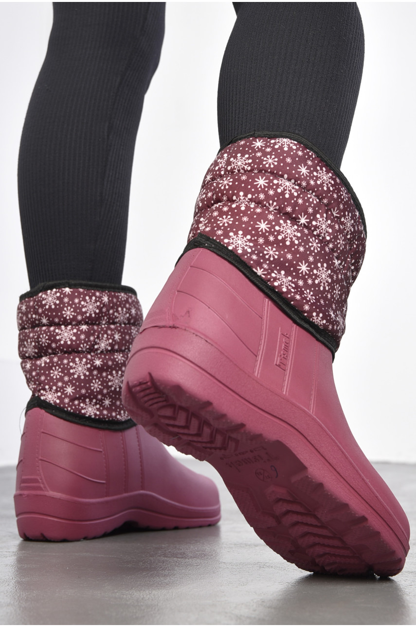 Дутики жіночі на хутрі бордового кольору 184867